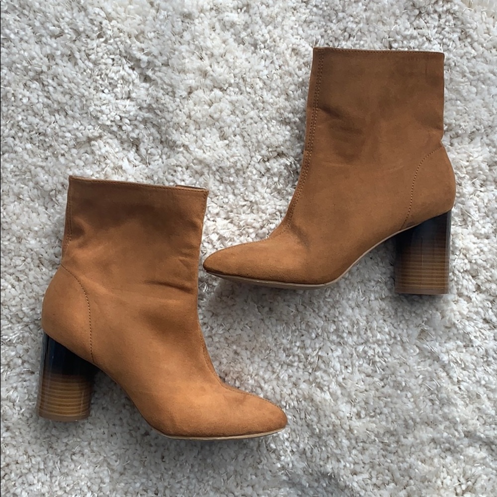 Brown heeled booties